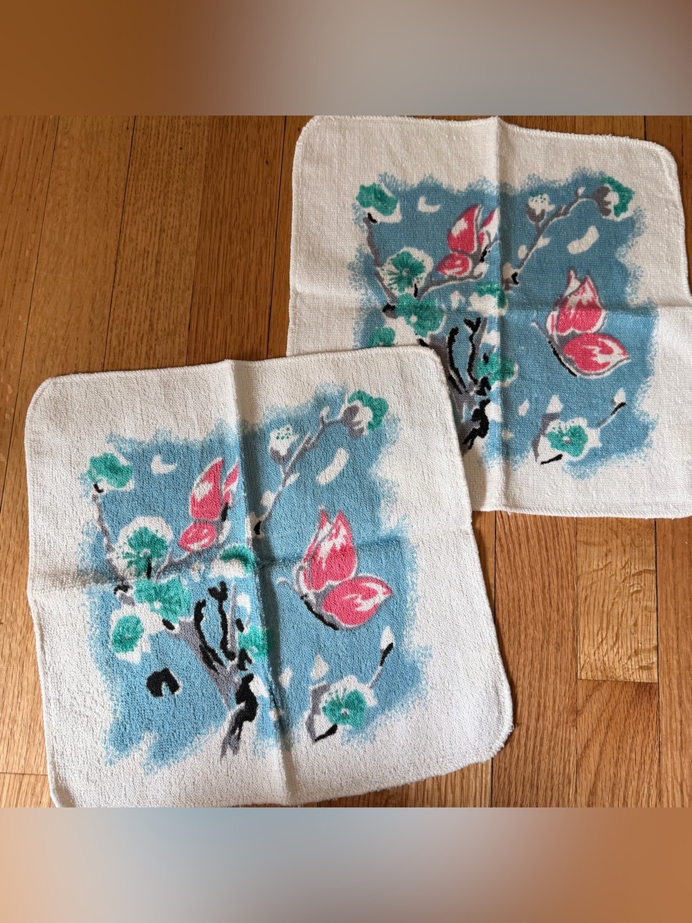 Set of 2 vintage butterfly washcloths